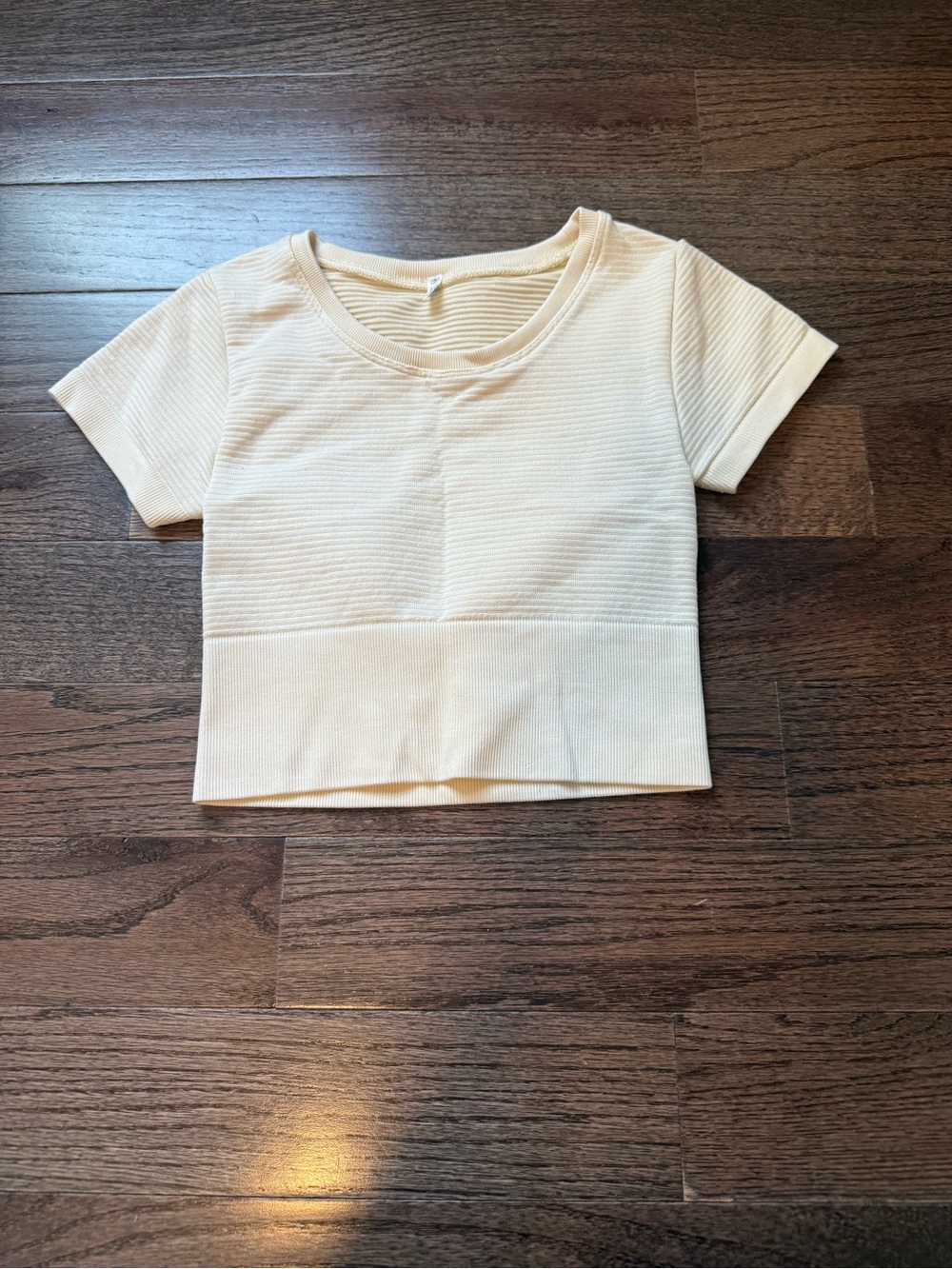 aerie Cream Ribbed Short Sleeve Crop Tee